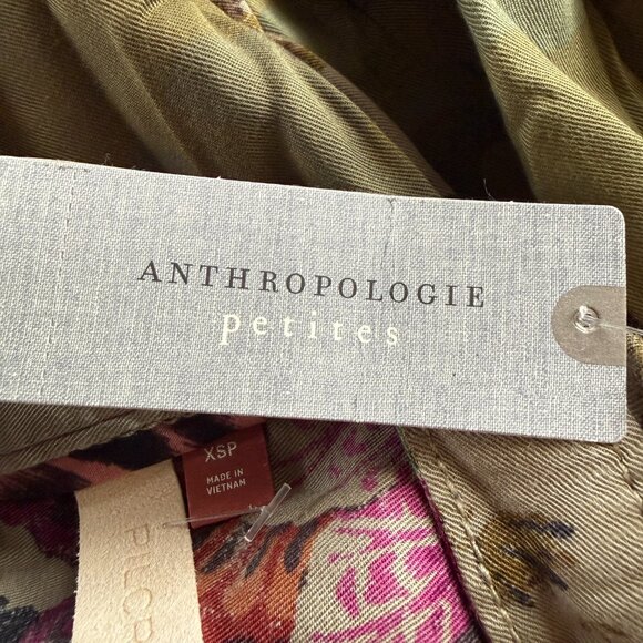 Pilcro by Anthropologie green pink floral camo button down shirt size XSP - Picture 7 of 13